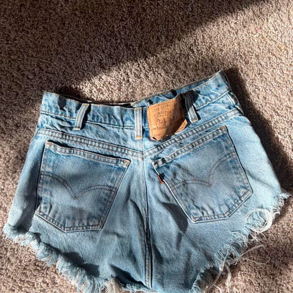 Levi's Light Blue Jean Shorts with Distressed Hem
